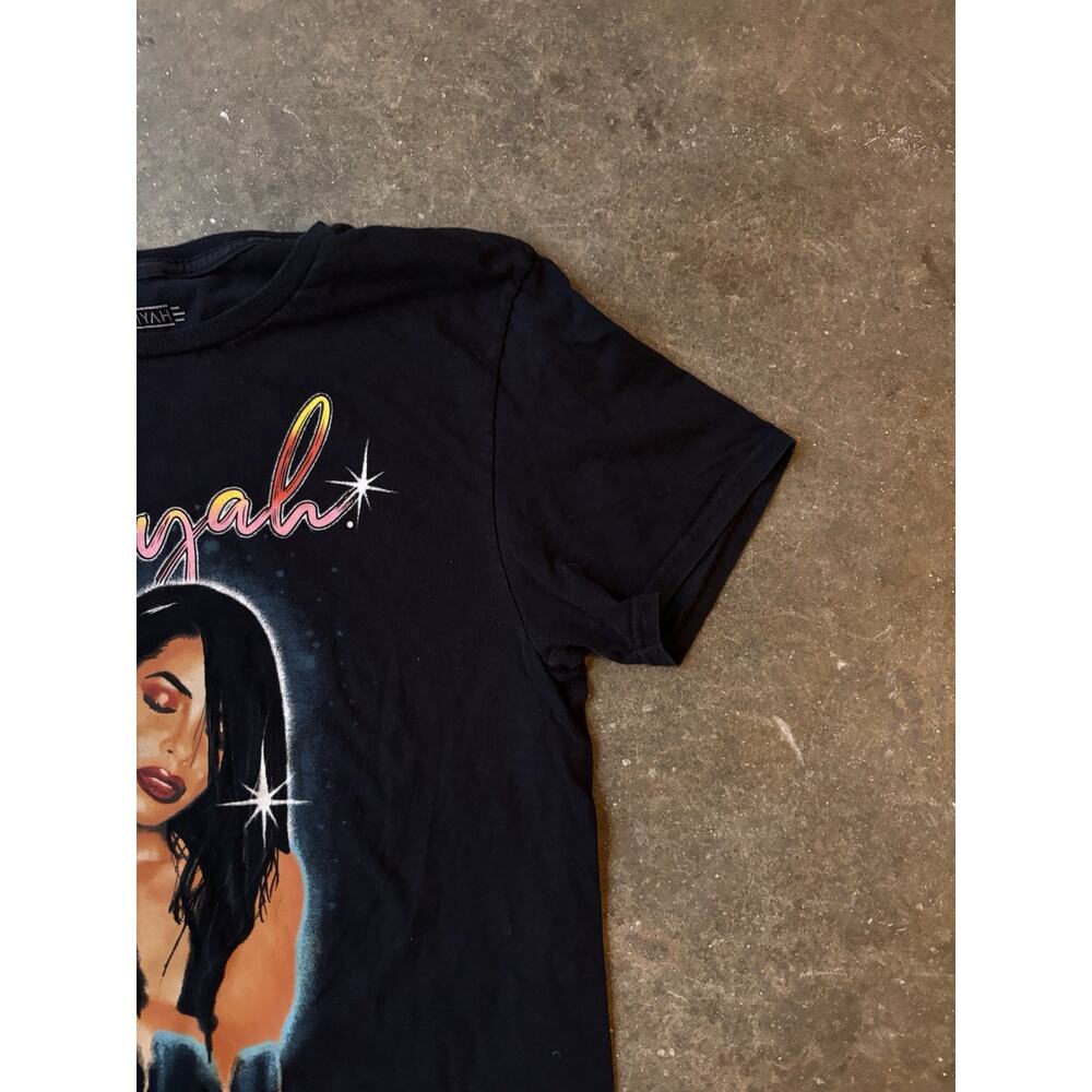 Aaliyah Crewneck T-Shirt Women’s Medium Black Purple Airbrush Y2K Artwork hiphop - Picture 4 of 6